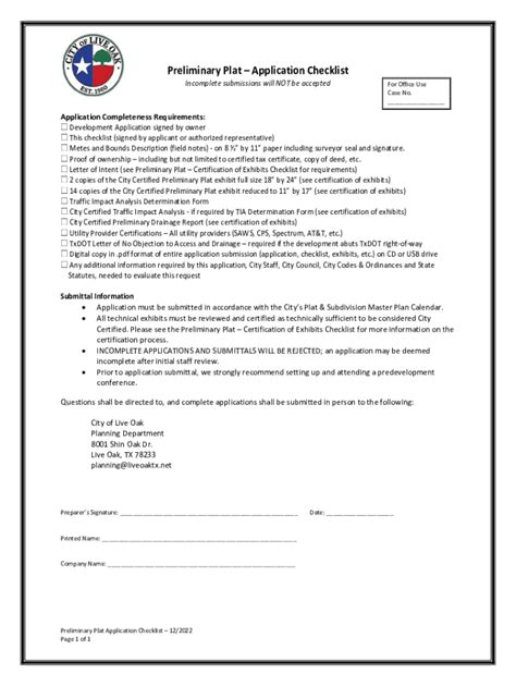 Fillable Online Preliminary Plat Construction Plan Application