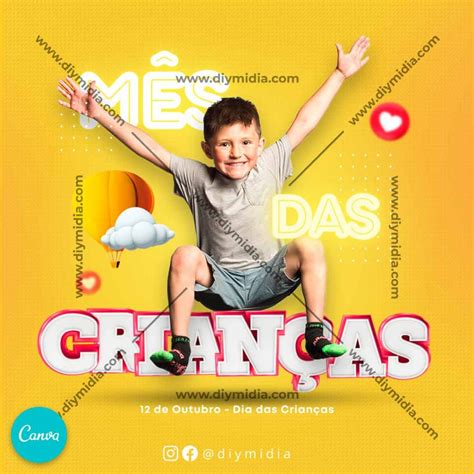 Mês Das Crianças Banner Editável Canva Premium