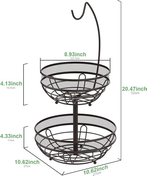 Buy Bextsrack Tier Fruit Basket Bowl With Banana Hanger Detachable