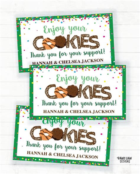 Cookie Thank You Note Editable Cookies Thank You Card Business Card ...