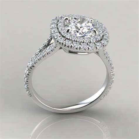 Double Halo Cushion Cut Engagement Rings Forever Moissanite