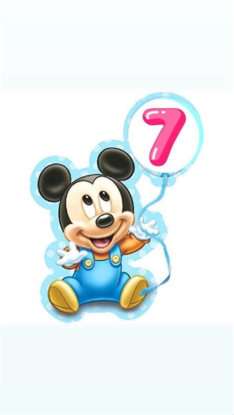 A Mickey Mouse Birthday Card With The Number One