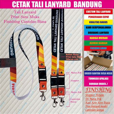 Jual CETAK TALI LANYARD ID CARD PRINTING 2 CM 1 SISI CETAK LANYARD