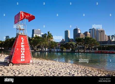 Streets Beach At South Bank Parklands With City Skyline In Background