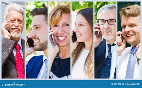 Group of Business People Talking on the Phone Stock Photo - Image of ...