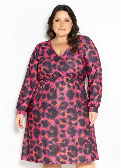 Vestido On A Malha Crepe Transpassado Plus Size Marguerite