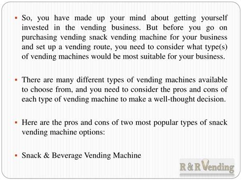 Ppt Pros And Cons Of Different Types Of Vending Machines Powerpoint