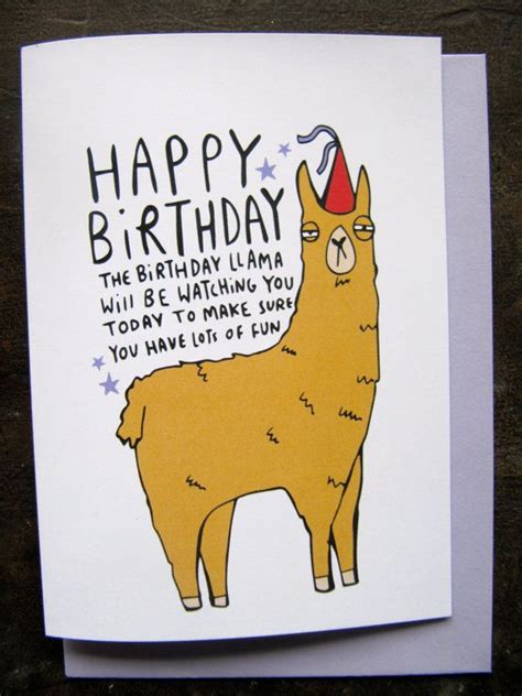 Birthday Llama Greeting Card Funny Birthday Cards Birthday Card