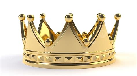 Golden Crown In 3d Rendered Isolation Against White Backdrop Background