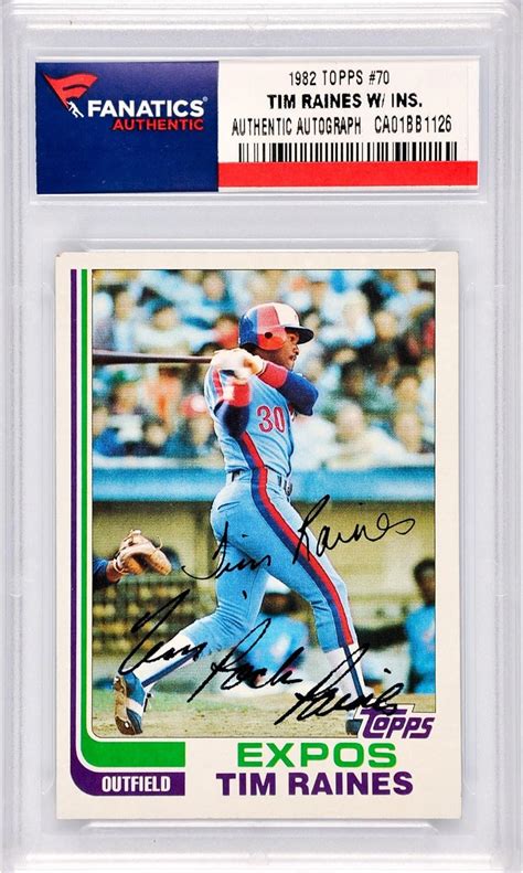 Tim Raines Montreal Expos Autographed Topps Card With Rock