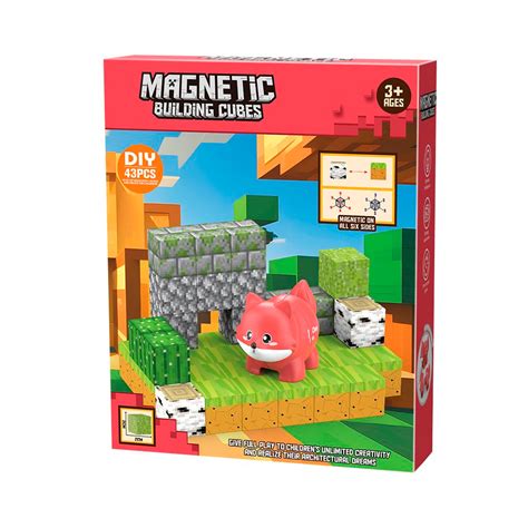 Магнитный конструктор Minecraft, набор с красной пандой,43 детали ...