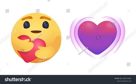 Set Care Facebook Empathetic Emoji Reactions Stock Vector Royalty Free