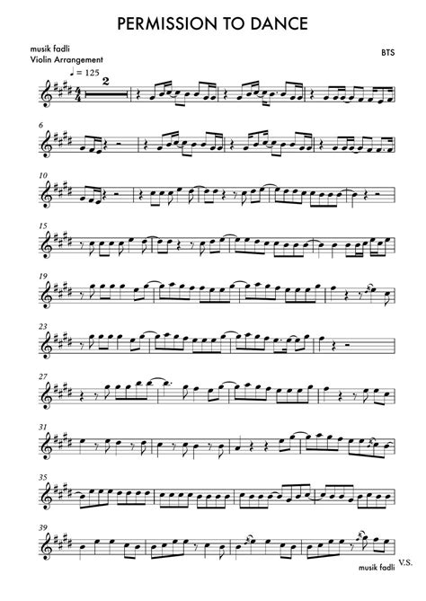 Bts Permission To Dance Violin Sheets By Musik Fadli