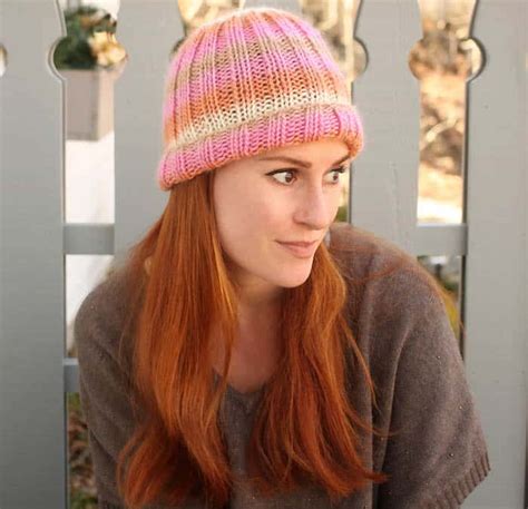 Classic Ribbed Hat Free Knitting Pattern Gina Michele