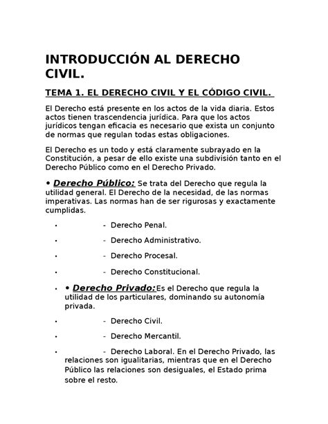 Introduccion Al Derecho Civil Apuntes De Derecho Civil Docsity