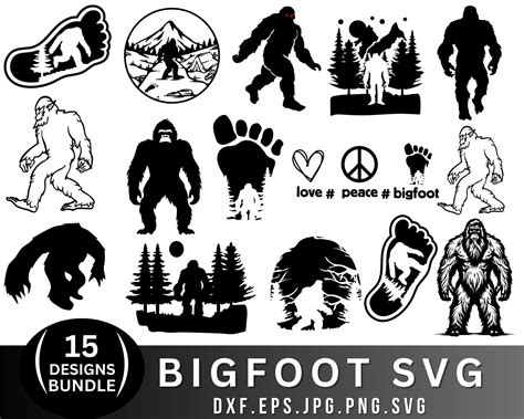 Bigfoot Svg Bundle Sasquatch Svg Big Foot Svg Png Bigfoot Vector