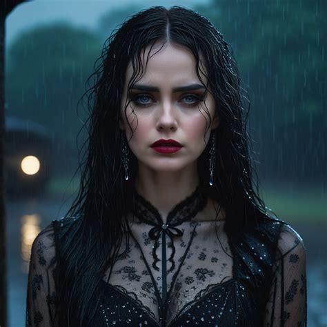 A Stunning Gothic Woman Stands Alone In The Rain At Night H By Spooky Moopsy Playground