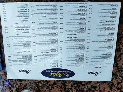 Menu At Ayla Turkish Charcoal Restaurant New Brighton Wallasey