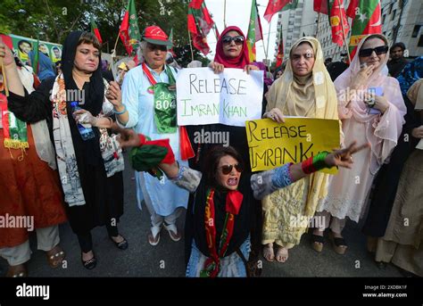 Leaders And Activists Of Tehreek E Insaf Pti Are Holding Protest