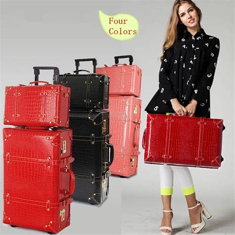 Korea Retro Women Travel Luggage Bags Sets High Quality Pu