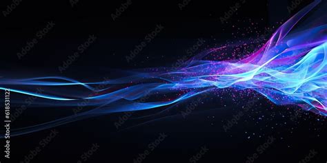 Abstract Digital Blue Light Beams On Black Background Stock Abstract