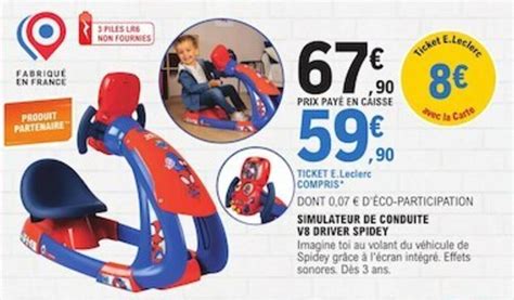 Promo SIMULATEUR DE CONDUITE V8 DRIVER SPIDEY Chez E Leclerc