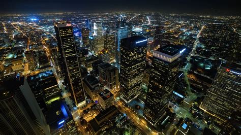 (4K+) Downtown Los Angeles Aerial Night - Emeric's Timelapse