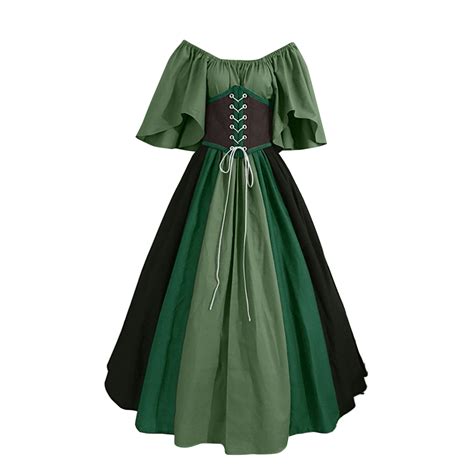 rinsvye For Womens Trumpet Sleeve Irish Shirt Dress With Corset ...