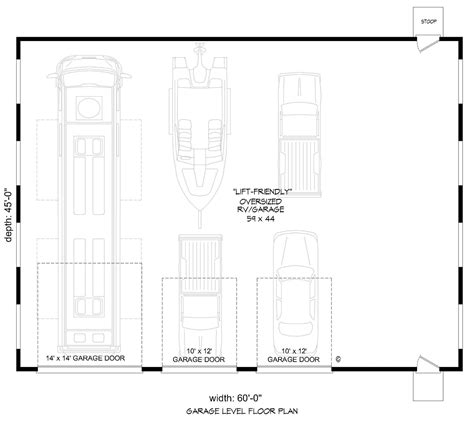 Plan 81726 | Modern Style 5 Car Garage, RV Storage