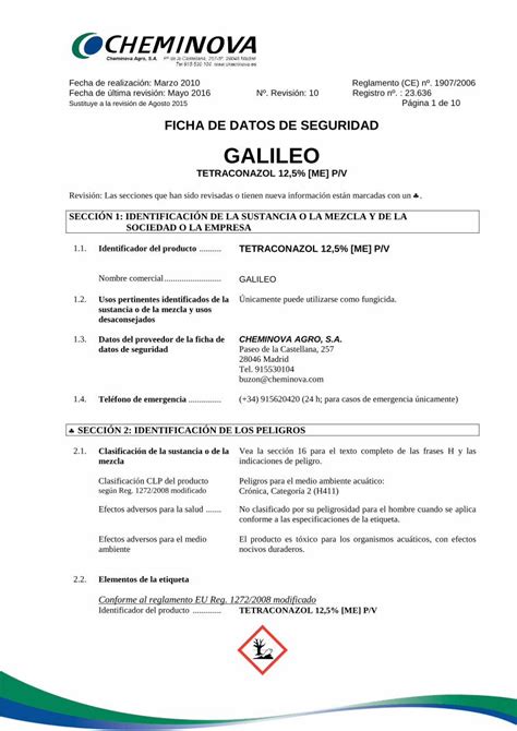 PDF FICHA DE DATOS DE SEGURIDAD GALILEO Fmcagro Es De Seguridad