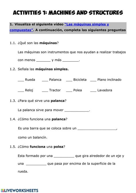 Máquinas simples y compuestas interactive worksheet Inbox screenshot