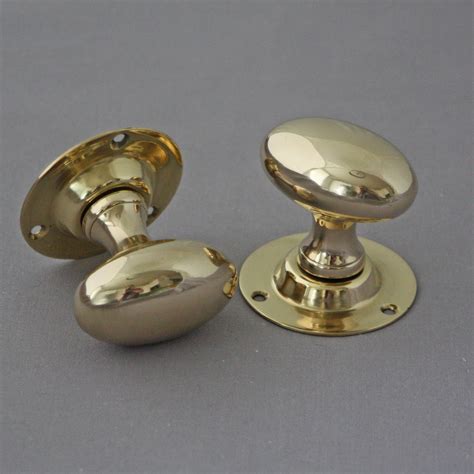 Reclaimed Brass Oval Door Handles Architectural Decor