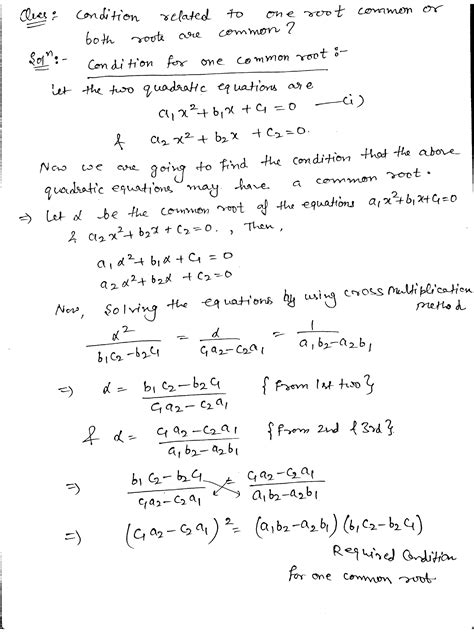 How To Determine Quadratic Equations Have One Root Common Or Bothroots Are Common