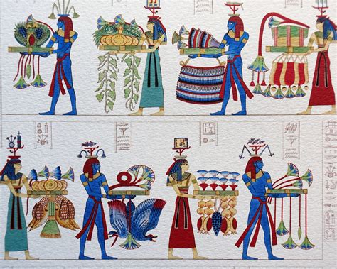 Egypt Print Egyptian Gods Of The Nile Bearing Offerings Fine Etsy