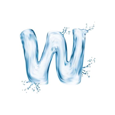 Premium Vector Realistic Water Font Letter W Flow Splash Type Liquid