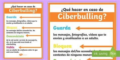 Póster Qué hacer en caso de ciberbulling Twinkl