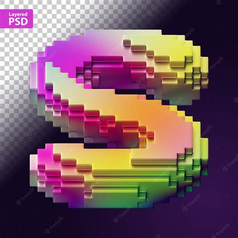 Premium Psd 3d Letter Made Of Colorful Pixels