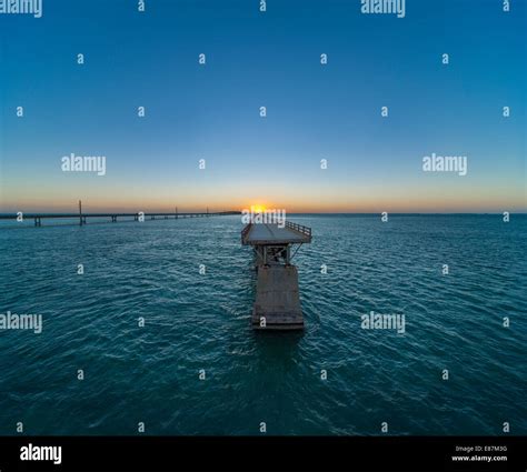 Historische Oder Alte Seven Mile Bridge Mit Fehlenden Teil Der The