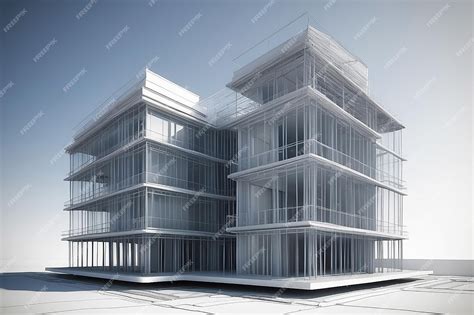 Premium Photo Sketch Design Of Building 3d Wire Frame Render