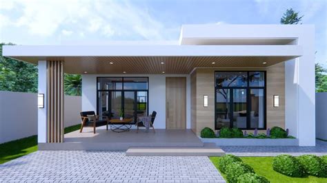 A Modern House With An Open Patio And Dining Area