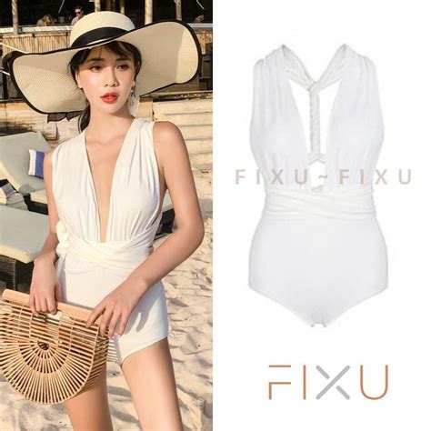 Jual [fixu] Swimsuit Bikini Wanita One Piece Sexy Model V Neck Backless