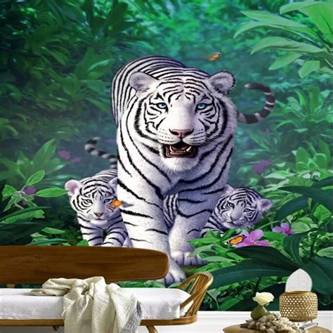 CJSIR papier peint personnalisé Jungle tigre blanc Animal chambre