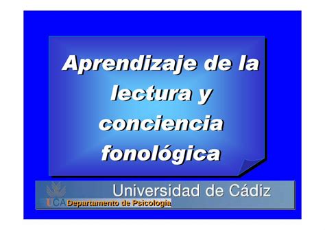 Pdf Aprendizaje De La Lectura Y Conciencia Fonol Gica Pdf