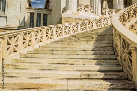 Ancient Greece Palace And Marble Stairs Architecture Concept Colorful