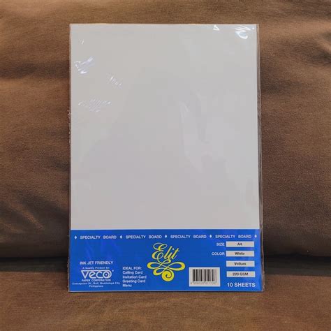 Elit Specialty Board Vellum A4 220 Gsm 10 Sheets White Canary Green