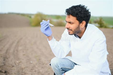 Soil Testing Indian Agronomy Specialist Taking Soil Sample For