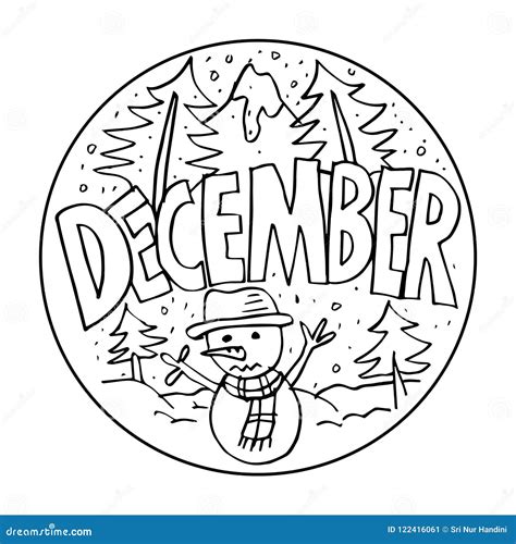 December Coloring Pages For Kids Stock Illustration Illustration Of