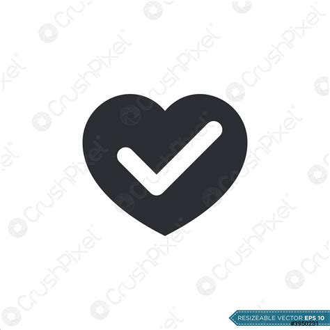 Check Mark Heart Icon Vector Template Illustration Design Stock