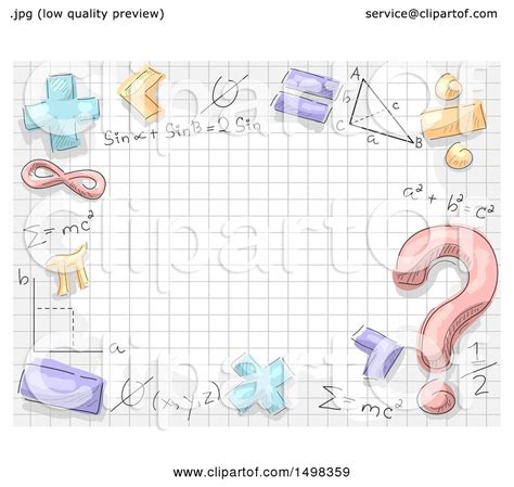 Clipart Of A Border Of Math Symbols And Formulas Over Graph Paper