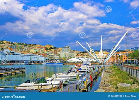 Panoramic View Of Genoa Harbour Genoa Liguria Italy Editorial